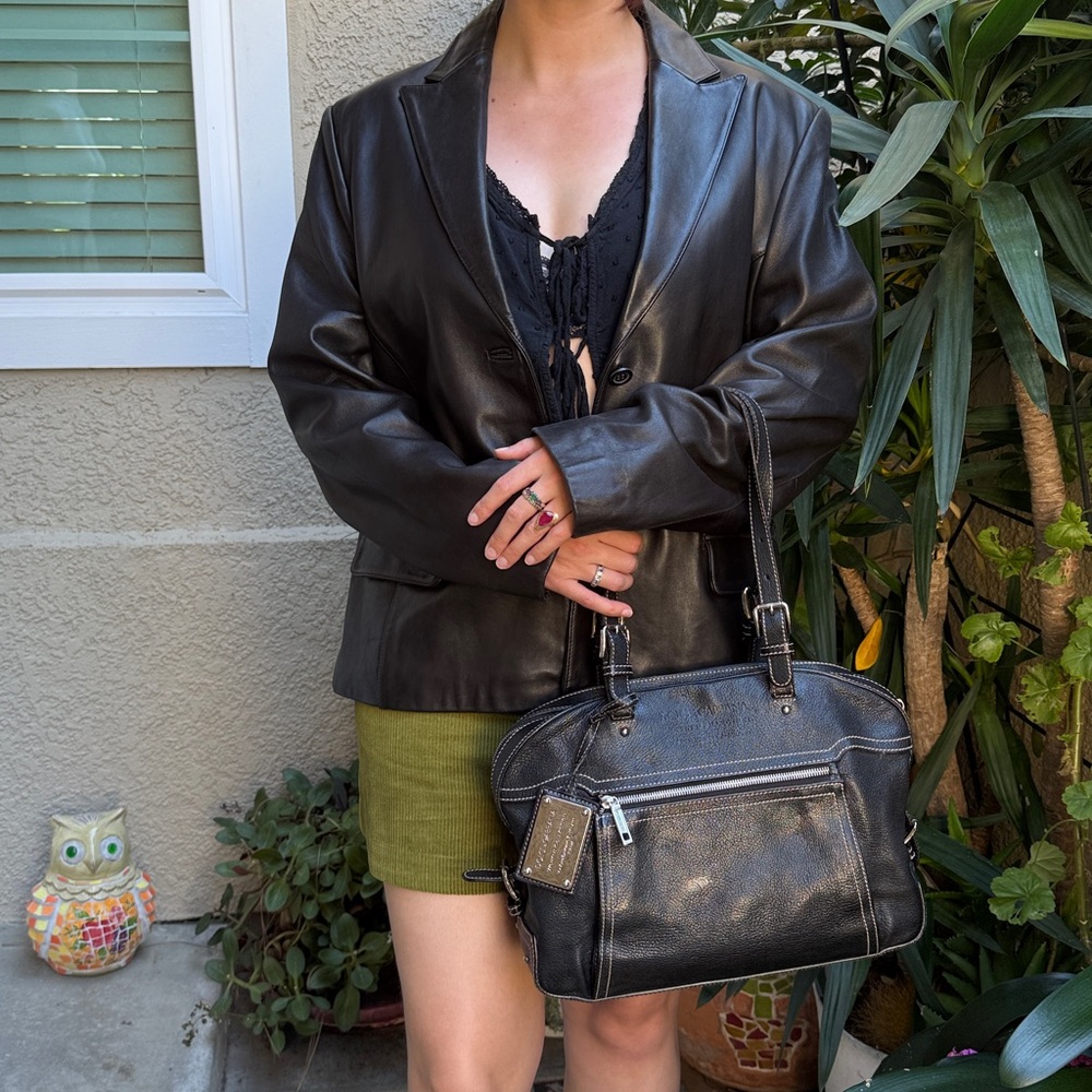 Vintage Dolce & Gabbana Black Leather Via San Damiano,7 - Milano Italia Tote Bag - Picture 3 of 16